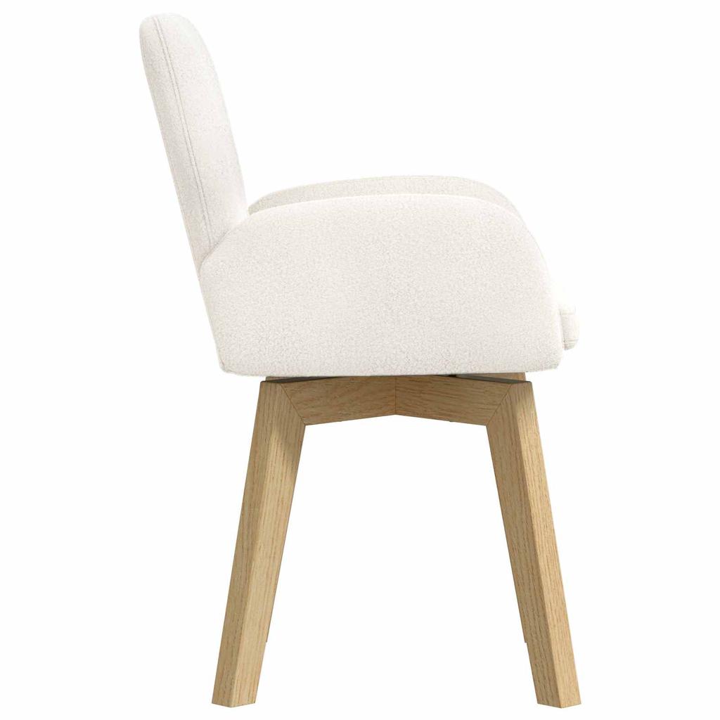 Swivel Dining Chair 2 pcs Boucle Cream 54 x 58 x 87 cm
