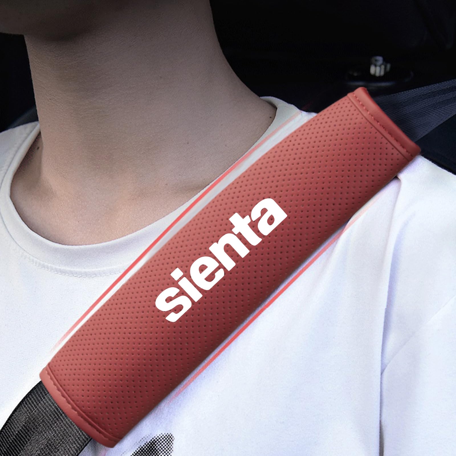 

Toyota Sienta Car Emblem Seat Belt Cover Seat Belt Pad for Sienta 10 Series Sienta красный