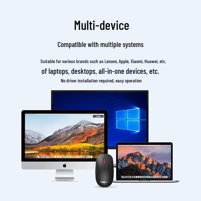 Lenovo MG51 Ergonomic Portable Wireless Mouse