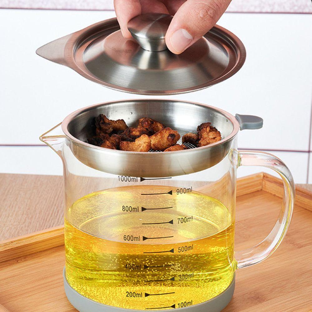 with Scale Cooking Oil Storage Can Fine Mesh Oil Filtration Can Oil Filter Container  Cooking Tool
