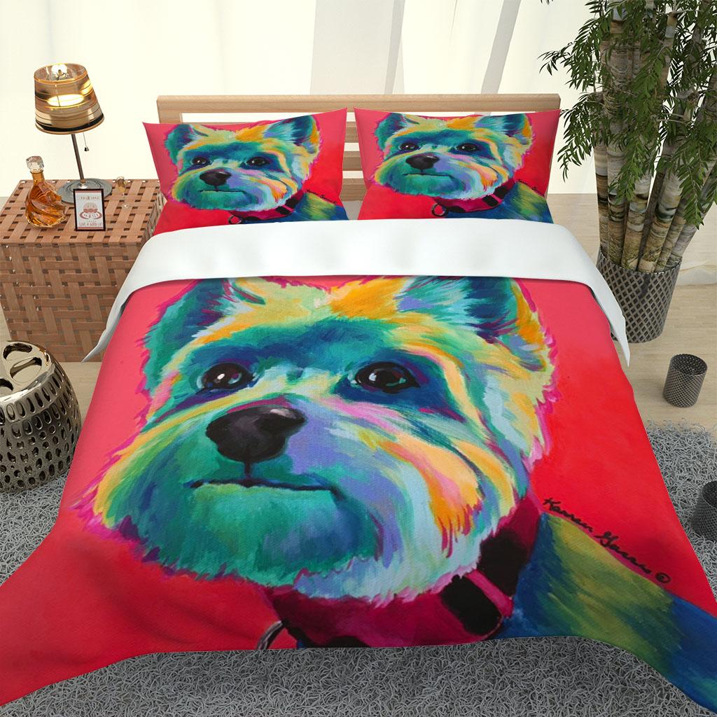 Duvet Covers 3Piece Animal Dog Style Bedding Collection 3D Quilt Cover Pillow Case Full Queen Summer Comforter Collection Home Dormitory