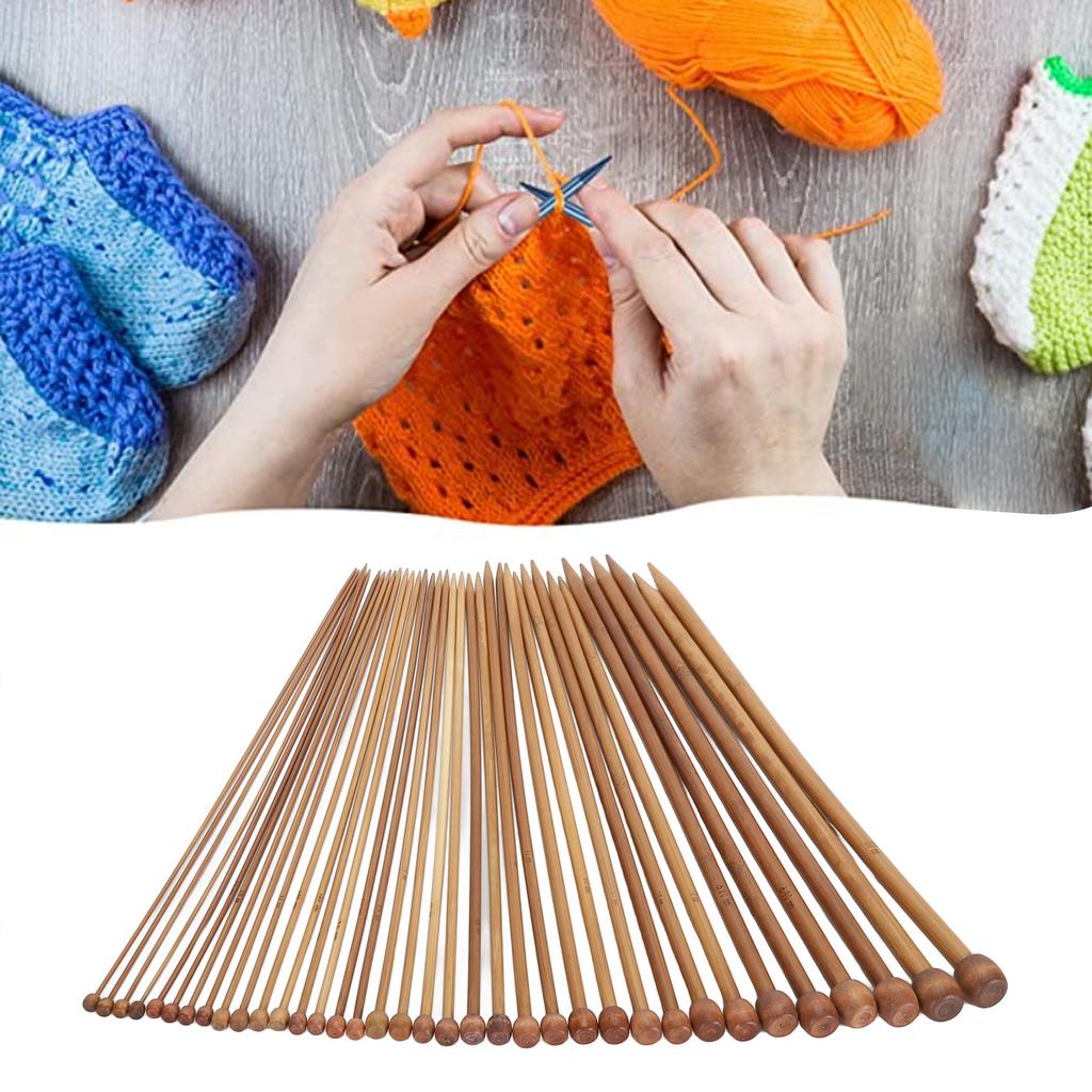 36 stuks Bamboe Breinaalden Rechte Enkelpuntige Gecarboniseerde Breinaald voor Beginners