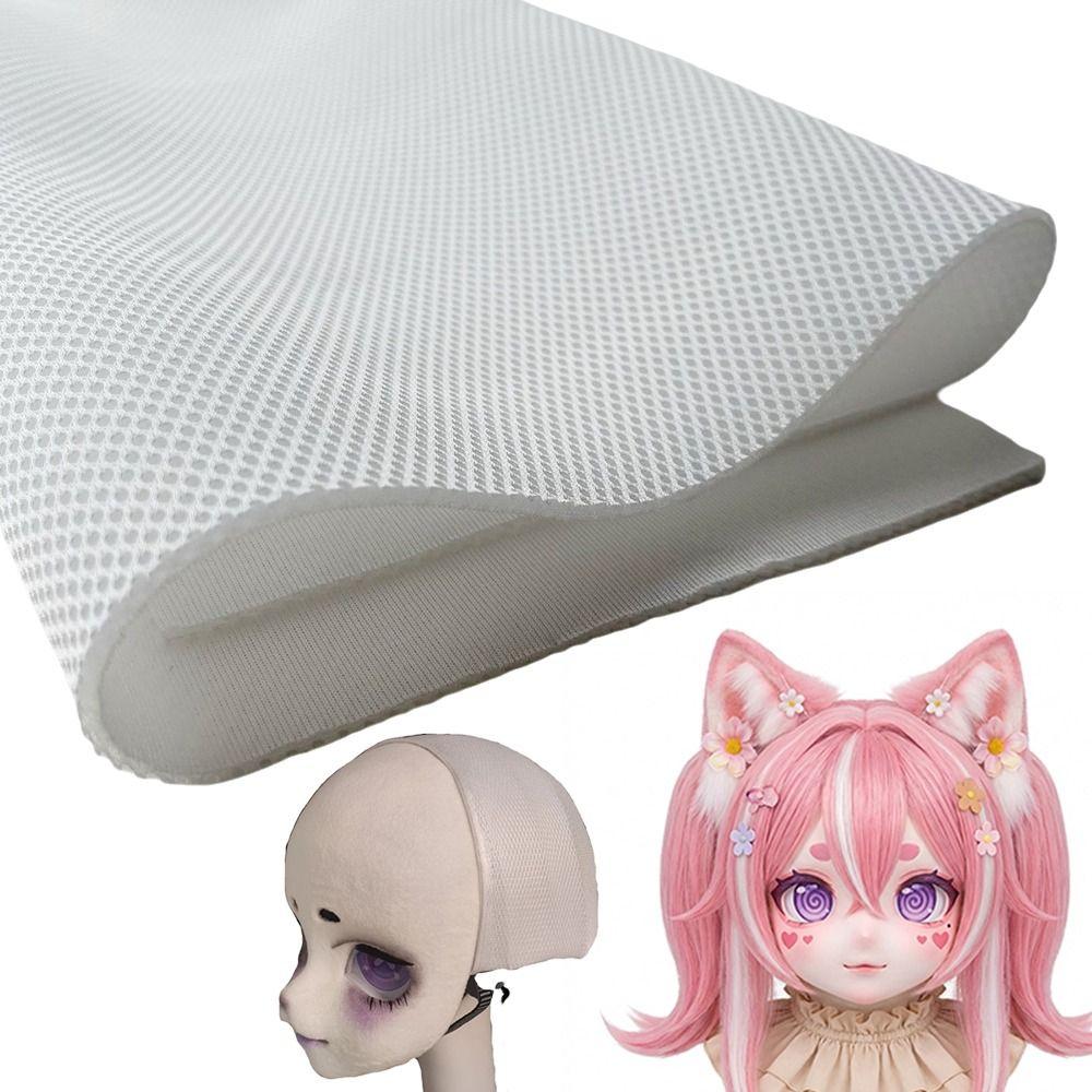 Hollow Kigurumi 3D Mesh Fabric Solid Color Anti-collision Breathable Air Mesh Fabric DIY White Kig Furry Mask Cloth