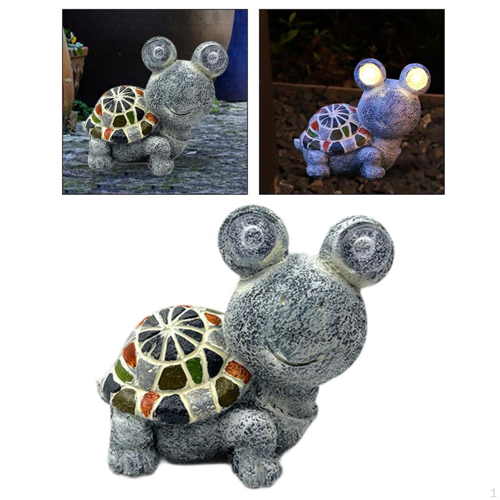 Turtle Frog Garden Statue Figurines Solar Power Lights Housewarming Gifts Miniature Statues for