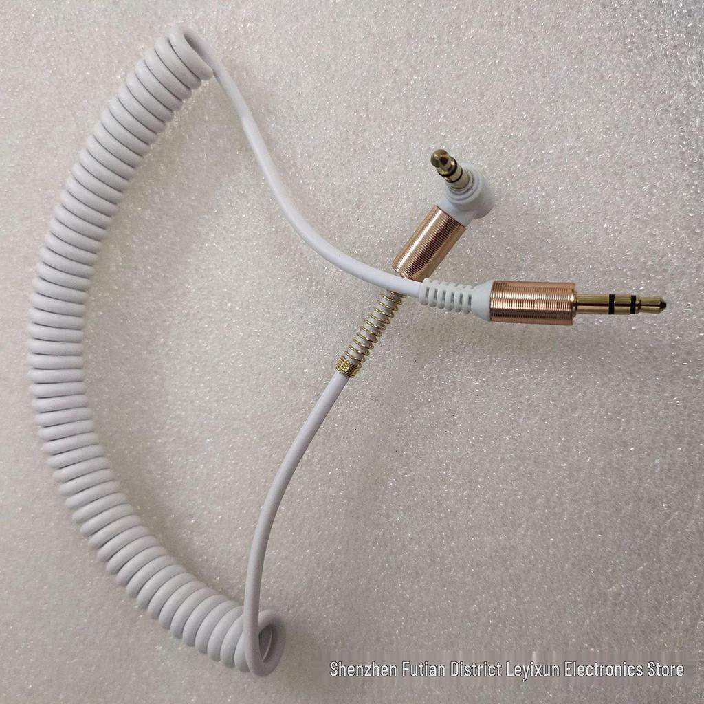 1,5m Einziehbares 3,5mm Klinke auf Klinke AUX Feder Audio-Kabel mit Winkel zu Geradem Stecker Design für Autoanschluss