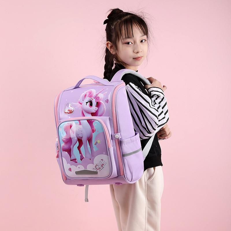 Cute Large Capacity Oxford Cloth School Backpack For Girls In Grades 2-6 Breathable And Wear-resistant Adorable Cartoon Pattern High Fashion Value