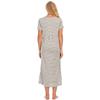 Women's Striped Over The Knee Long Nightdress Short Sleeve Homewear