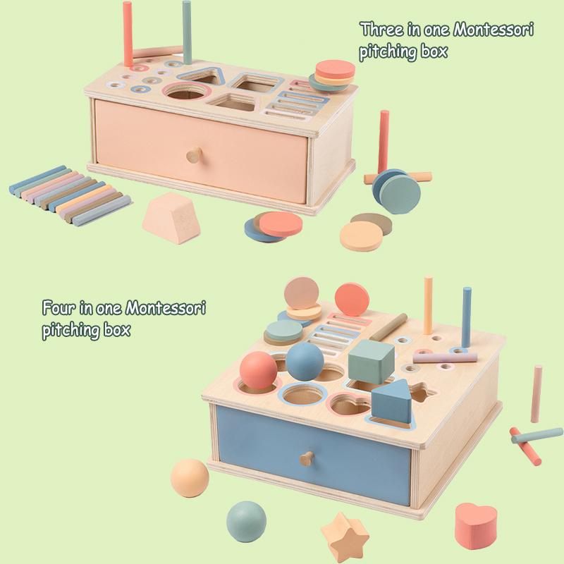 Baby Montessori Learning Toys: Wooden Color Shape Sorter with Drawer Box, Busy Board & Matching Game | Fine Motor Sensory Gift