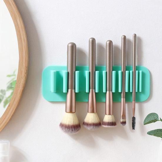 Wall-mounted Makeup Brush Holder with Suction Silicone Air Drying Makeup Brush Rack Beauty Tools