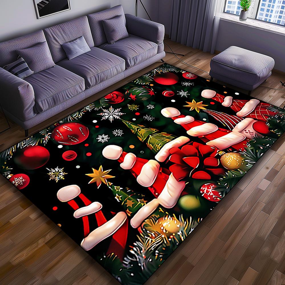 Festive Christmas Decorative Carpet with Santa Claus Design, Durable  Crystal Velvet Area Rug for Living Room, Hallway,