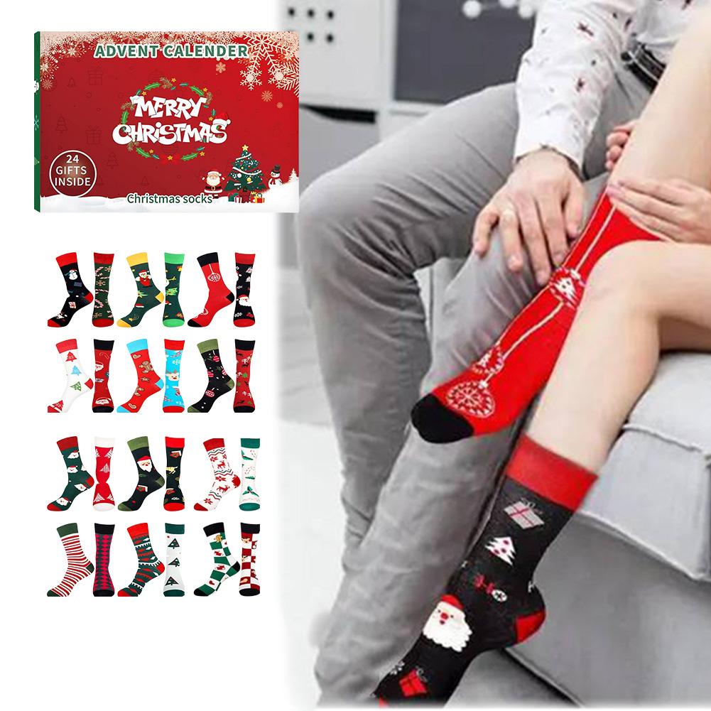Christmas Sock Advent Calendar 2025 Xmas Countdown Calendar 12 Pair of Christmas Crew Socks Christmas Gifts for Adults Men Women