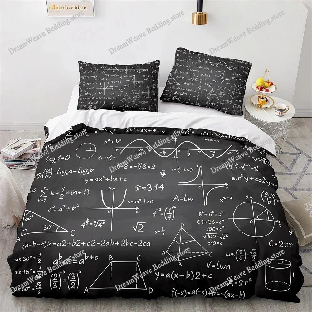 Set Nou de Lenjerie de Pat Imprimat 3D cu Formule Matematice Husa de Plapumă Cartoon Dublu Twin Full Queen King Lenjerie de Pat pentru Adult Copil Husa de Plapumă