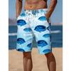 Men's Beach Shorts/Swim Trunks with a Retro Hawaiian Floral 3D Print, Perfect for Summer Outdoor Vacations and Casual Wear.