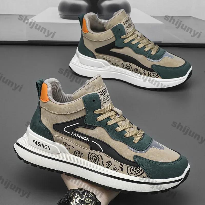 Fashion Men Shoes 2025 Spring Autumn New Thick Soled Anti Slip Wear-resistant Casual Shoes Fashion Lace Up Platform Lightweight Sneakers