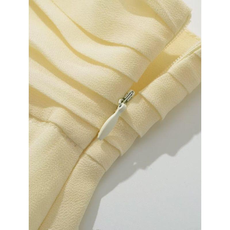 Kaslead New Arrival Women's Clothing Fashion Style Fashion Minimalist Pure Color Ruched Waist Short Skirt