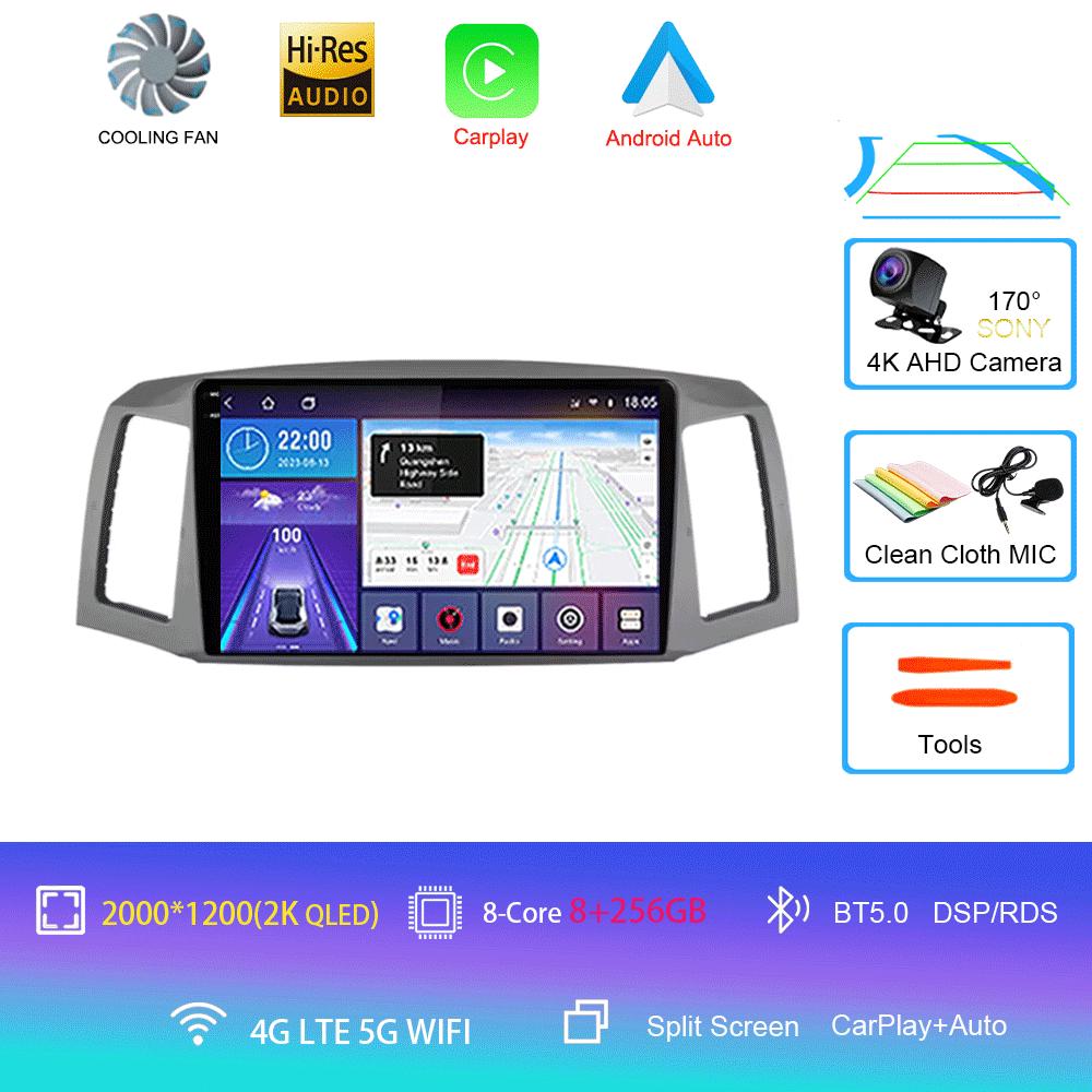 Android 14 Carplay Auto For JEEP Grand Cherokee WK 2004 2005 2006 2007 Multimedia Car Radio Navigation Player Video WIFI+4G DSP