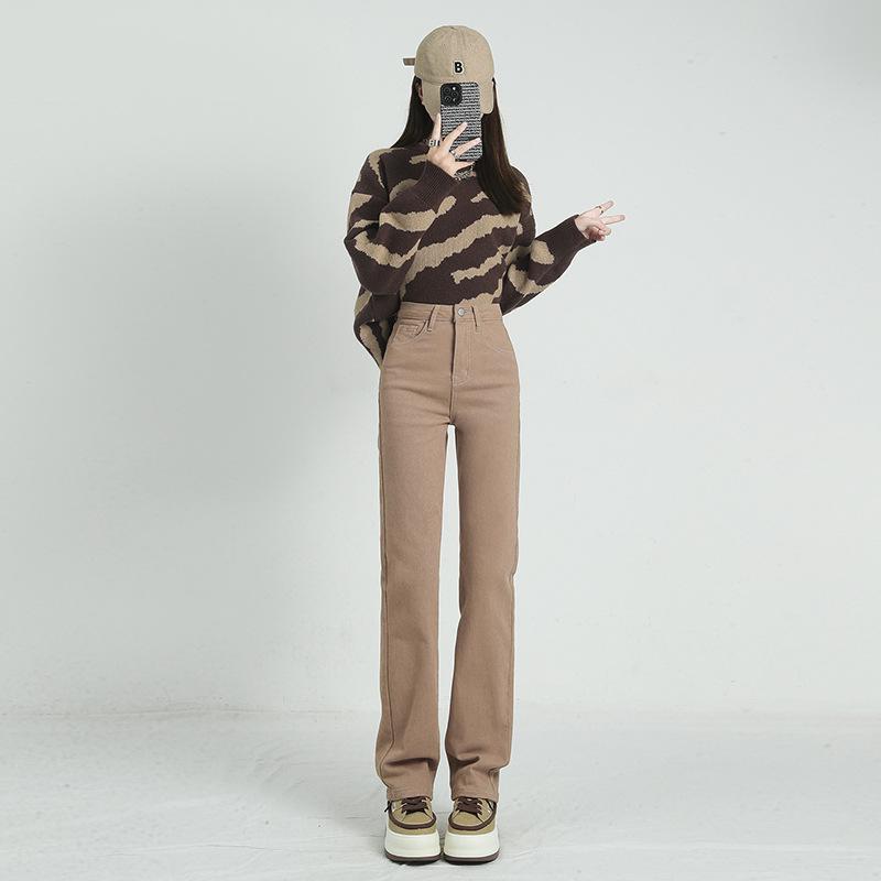 Women's Black High-Waist Wide-Leg Jeans, Spring 2024 - Loose, Slim Fit, Casual Straight-Leg Style