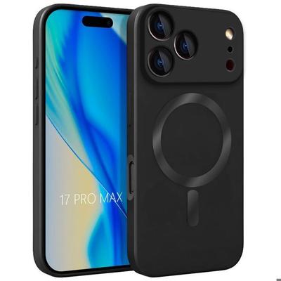 Phone Case - E.F.Connection - for iPhone 17 Pro Max - Liquid Silicone Magnetic Circle Black