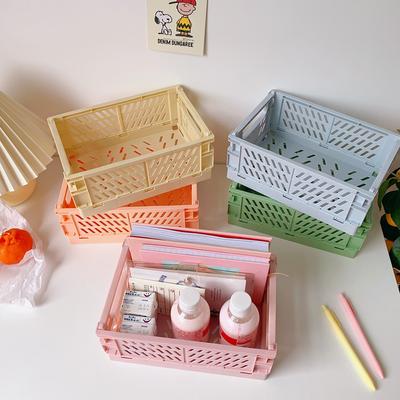 Mr.paper 6 Styles Plastic Stackable Foldable Stationary Holder Simple Cute Student Office Desktop Storage Stationery Organizer