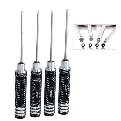 Titanium Nitride Hex Wrench Driver, Precision Screwdriver Set for Drones, 4-Piece Set (1.5mm, 2.0mm, 2.5mm, 3.0mm)