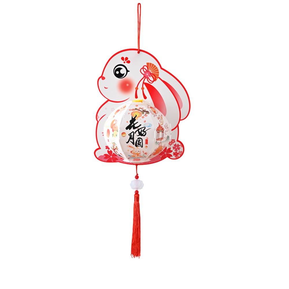 DIY Craft Middle Autumn Festival Lantern Cartoon Hanging Rabbit Lamps  Women Children