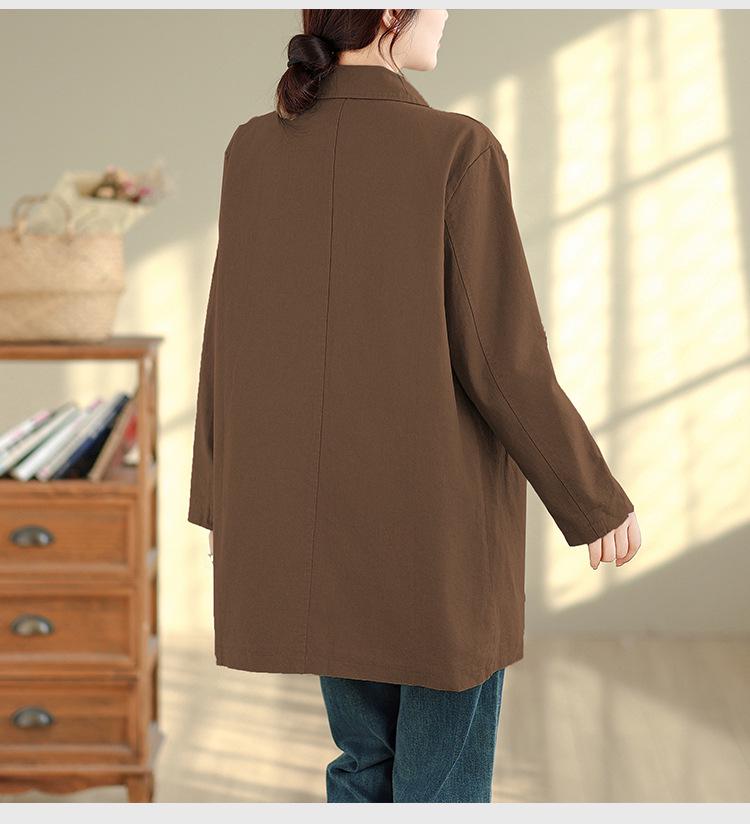Women's Mid-Length Trench Coat - 2025 Autumn/Winter Korean Style, Casual & Versatile Literary Design