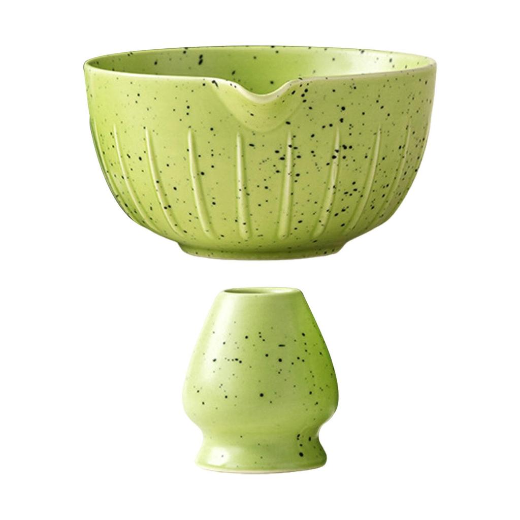 2Pcs Matcha Bowl Whisk Tea Bowl with Whisk Holder Crafting Smooth Surface Gift Tea Utensils Tea Bowl for Desktop Living Room