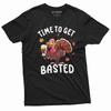 Mens Funny Thanksgiving Shirt Turkey Time To Get Basted Party Funny Humorous Tee