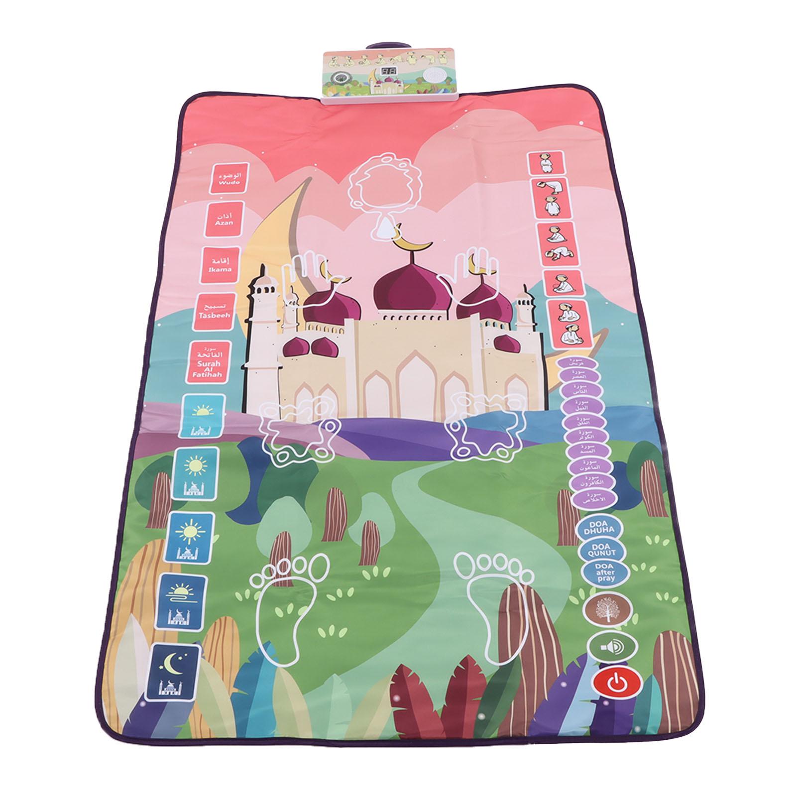 

Детский электронный мусульманский молитвенный коврик с руководством по этапам поклонения, обучающий говорящий молитвенный коврик на 6 языках