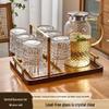 Elegant Glass Drinkware Set with Gold Rack & Bamboo Tray