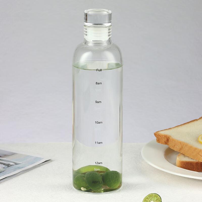 Baijie Borosilicate Glass Time Marker Water Bottle