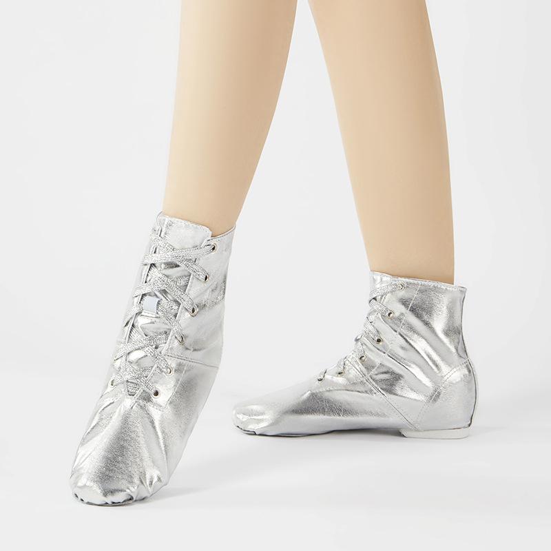 Scarpe Jazz Ballet Alte Scarpe Yoga Scarpe da Ginnastica Pelle PU Oro Argento Stivali da Ballo Donna Interno