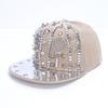 Unisex Hip Hop Baseball Cap With Rivets Chain Punk Design Flat Brim Streetwear Hat Men Women