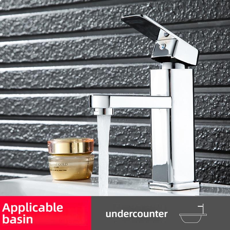 Bathroom single hole sink plastic hot and cold faucet, deck mounted washbasin sink bathtub square faucet