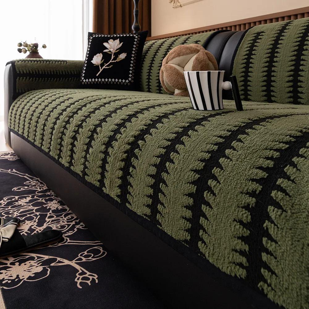 

1pcs Thicken Simple Sofa Seat Cover Winter Warm Modern Couch Cushion Hot Nonslip Slipcover Living Room Furniture Protector Decor pillow cover 30x50cm зелений