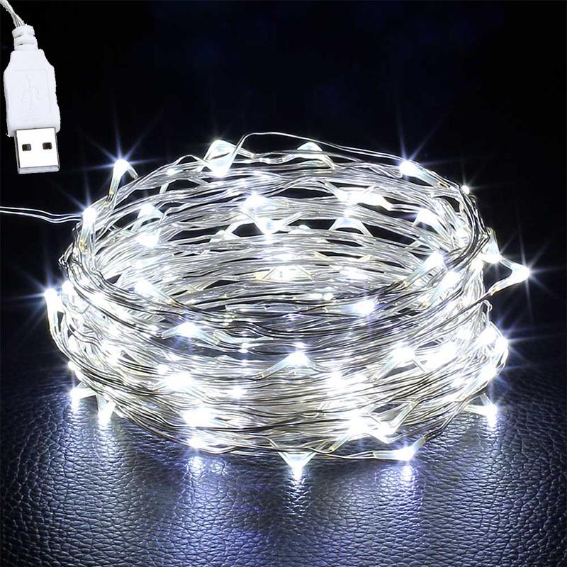 

Led Fairy Lights Copper Wire String 1/2/5/10M Holiday Outdoor Lamp Garland For Christmas Tree Wedding Party Decoration 1M 10LEDS белый