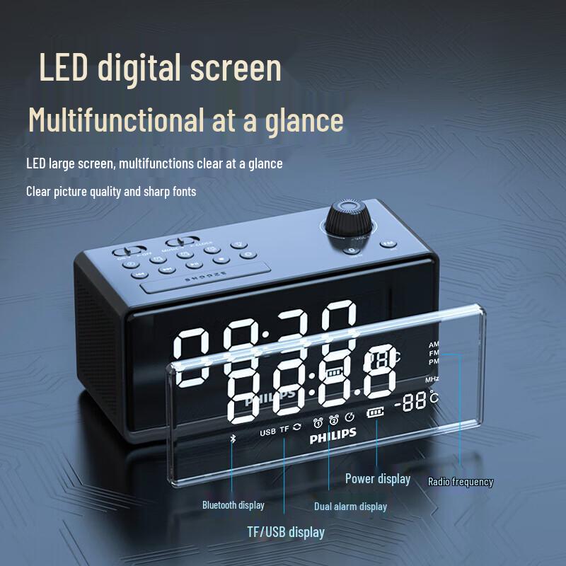 Philips TAR3578 Alarm Clock Radio with Bluetooth Speaker and Night Light CN plug (adapter included)