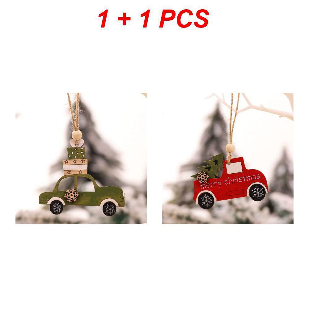 Car Ornaments Small Christmas Tree Hanging Wooden Pendants Elk Cartoon Animal Ornaments 2025 New Christmas Holiday Decorations