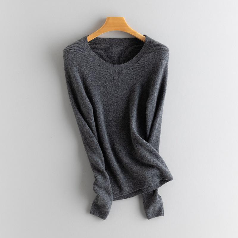 2025 Autumn/Winter 100% Cashmere Slim-fit Ribbed U-neck Striped Base Layer Knitwear