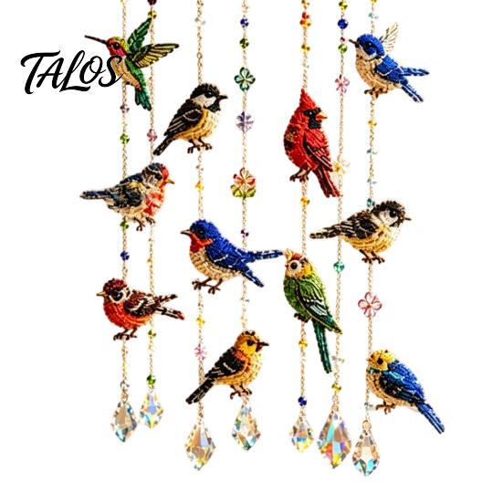 Modern Minimalist Patio Decor Graceful Bird Wind Chime, Stained Outdoor Sun Catcher Windchime, Colorful Yard Spiritual Peace Meditation Decorations,