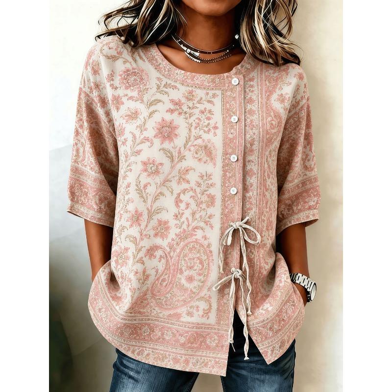 Summer Casual Women's Half Sleeve Shirt, Fashion 3D Stereo Print, Loose Simple Version Skin-Friendly Breathable Daily Top