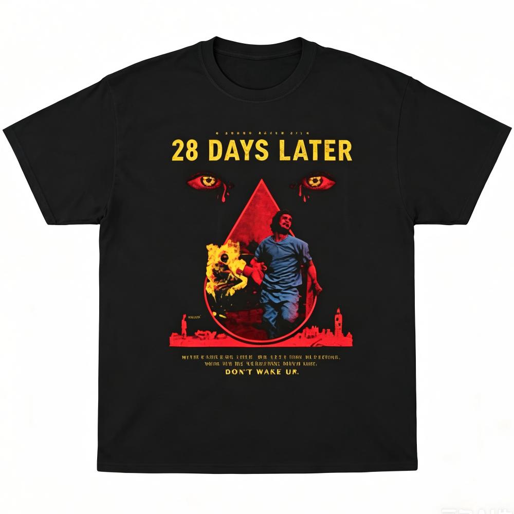 28 Days Later Horror Movie Poster Print Black T-Shirt