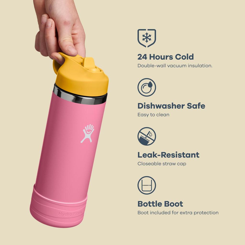 Kids Wide Mouth Stainless Steel Bottle, 18oz (532ml), Coconut Design, Insulated and Cold Water Bottle (Official Japanese Product)