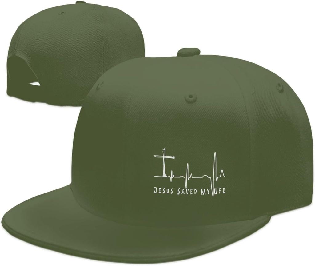 Jesus Saved My Life Cross Heartbeat Snapback Cap Christian Baseball Hat Casual Adjustable