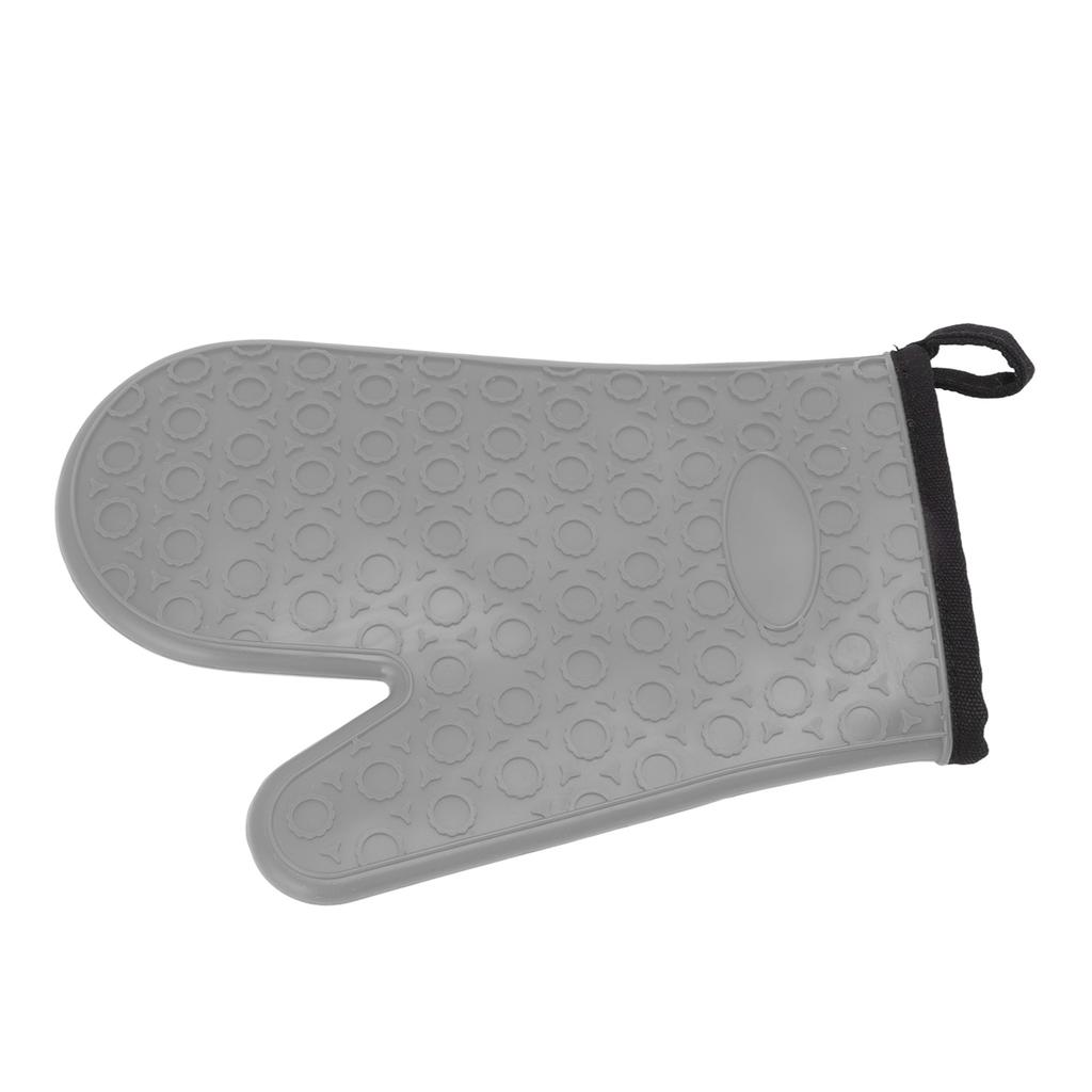 Silikon-Ofenhandschuh Hochtemperaturbeständig Wasserdicht Rutschfest Küchenbackhandschuh mit Baumwollfutter Grau