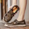 Summer Men's Genuine Leather Sandals Hollow Casual Shoes Beach Sandals