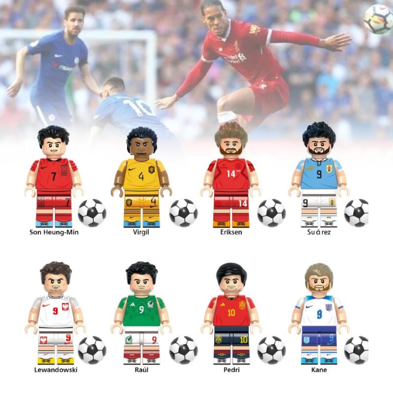 Colorful Football Star Wooden Minifigure Building Blocks Set For Kids With 50-100 Pieces