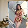 D Flat Pc Retro Sign Metal Logo (InIn Cm) Red And Golden Patterned Cheongsam Woman On Staircase Metal Wall Art Vint