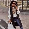 Order Two Size Up,Sleeveless Winter Jacket Women Midi Coats Down Vest Keep Warm Elegant Black Hooded Street Hipster Lady Cotton Overcoat