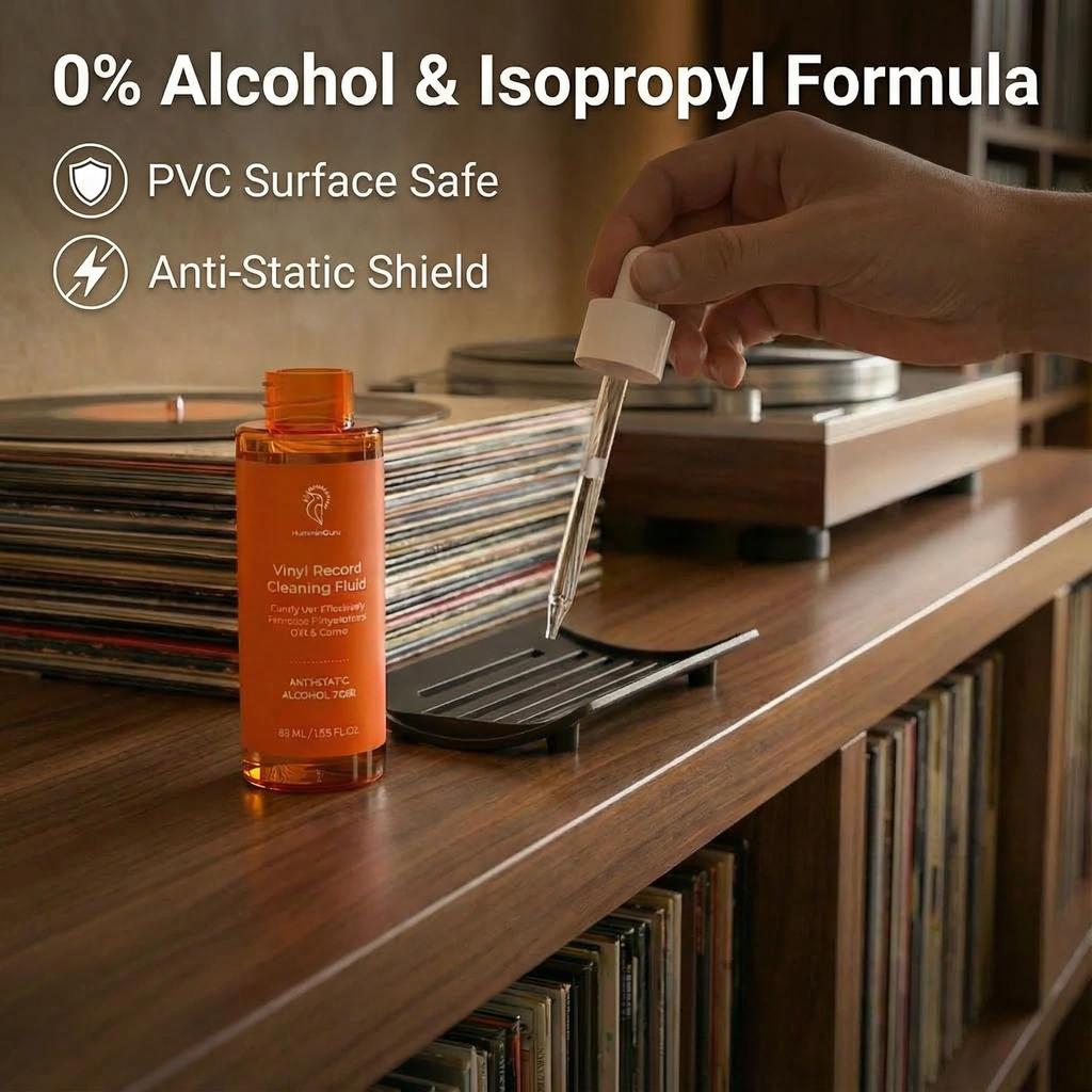 HumminGuru Limpieza de Discos de Vinilo Analógicos incluye limpieza de discos de vinilo y soporte para cepillo de LPs Para usar con tocadiscos y cepillo I-Brush para discos